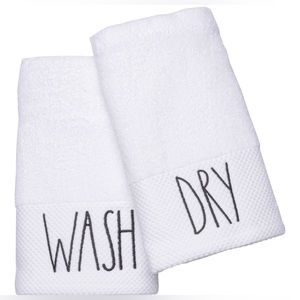 Rae Dunn WASH/DRY hand towel set